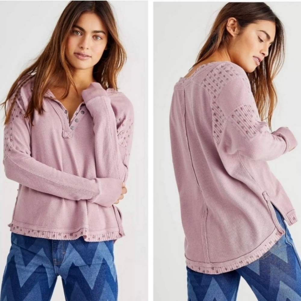 EUC Free People Heart to Heart Henley Top sz XS
